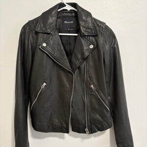 Madewell washed leather motorcycle jacket women’s size Small $275